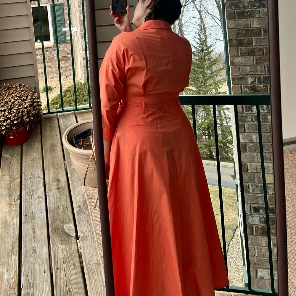 🆕 MaxMara Orange FLAVIO Nupar Cotton Poplin shirt Dress Party Christmas Casual - Picture 3 of 7